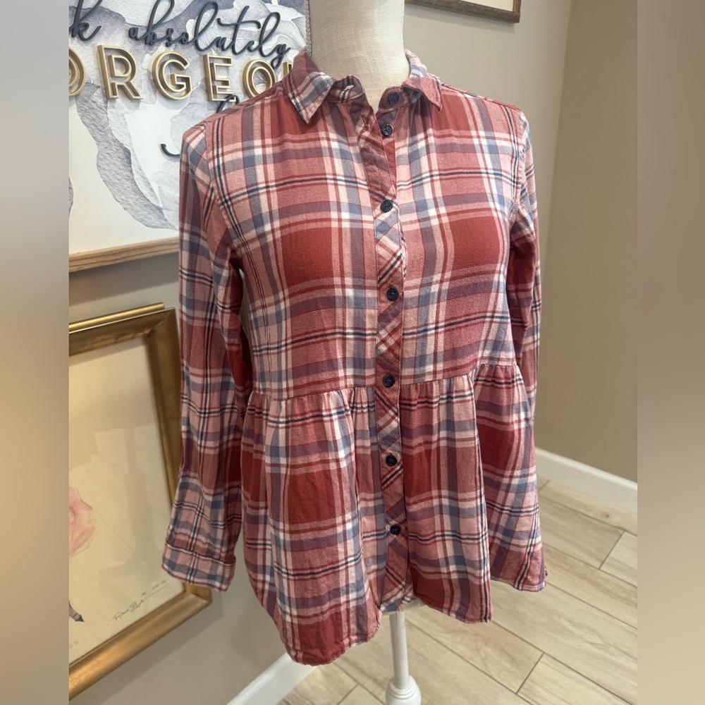 5 for $30 VANILLA STAR Babydoll Fit Plaid Flannel Button Down